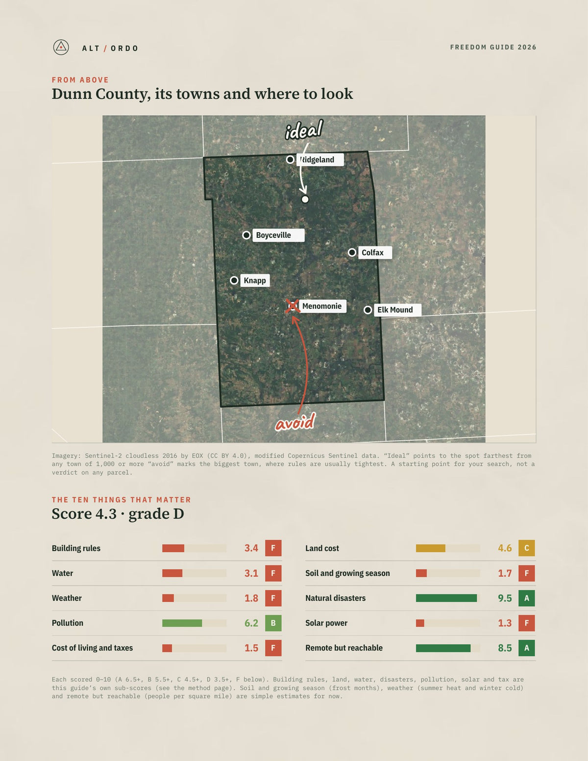 Dunn County, Wisconsin Off-Grid Guide 2026 from above
