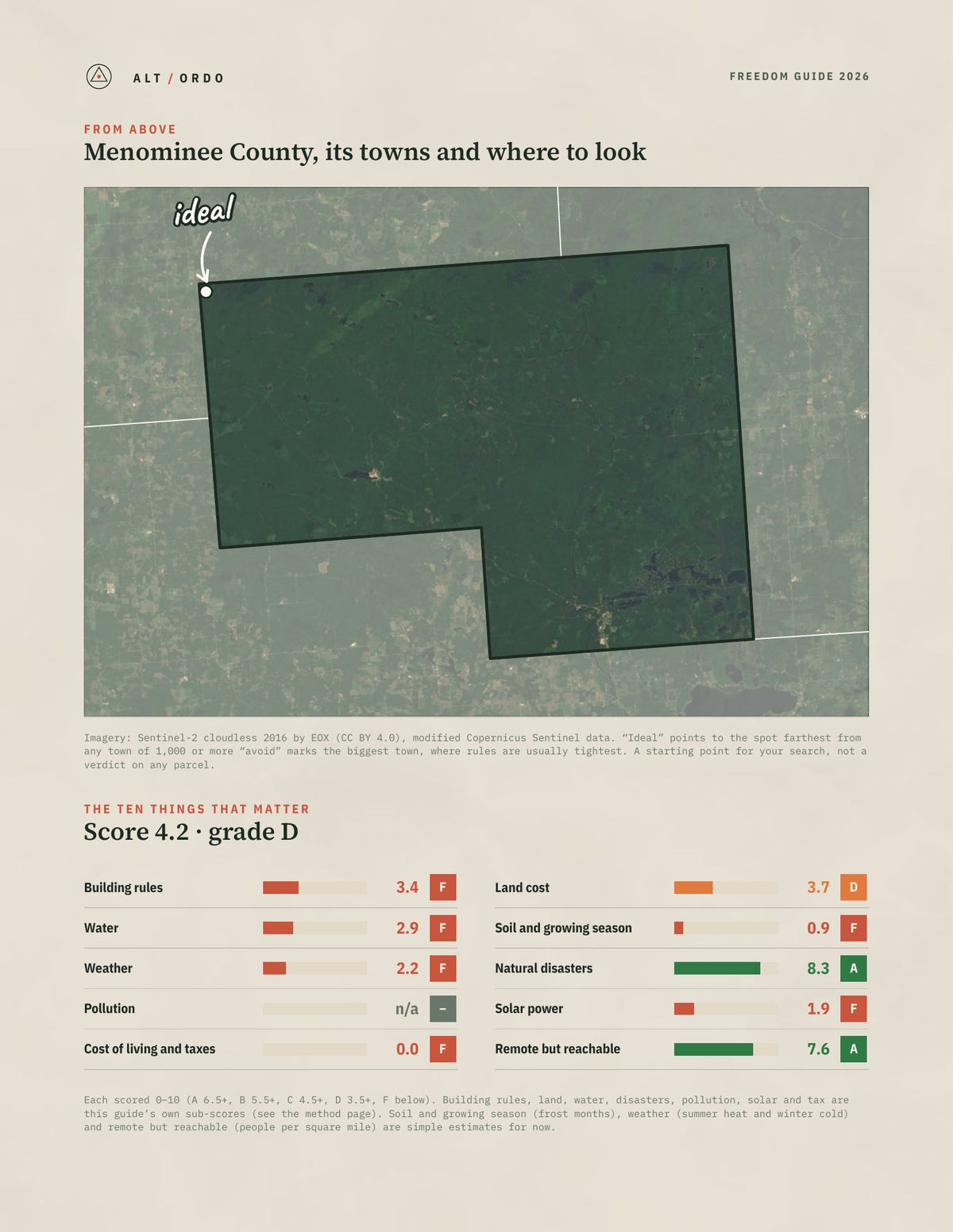 Menominee County, Wisconsin Off-Grid Guide 2026 from above