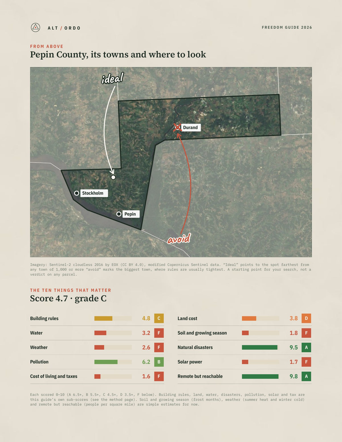Pepin County, Wisconsin Off-Grid Guide 2026 from above