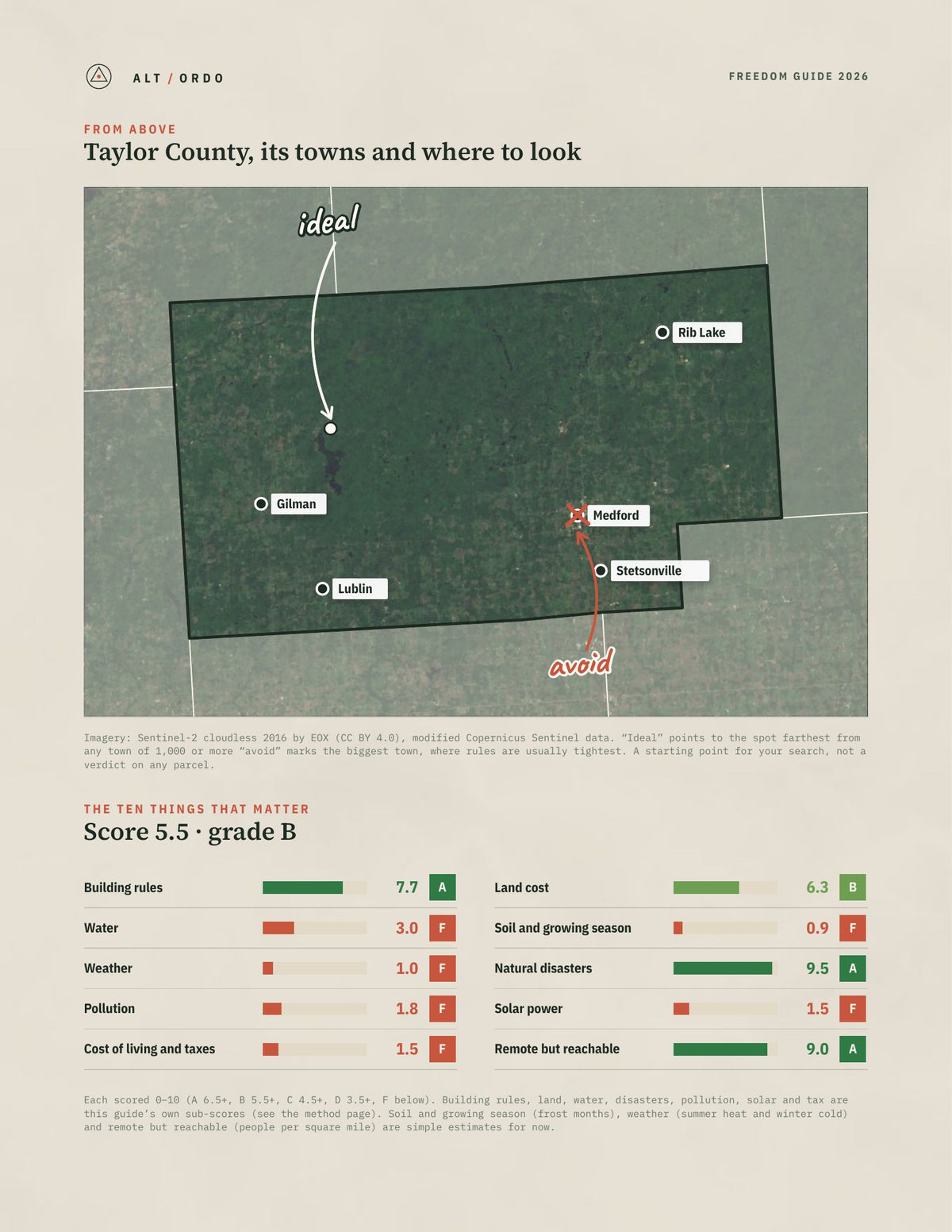 Taylor County, Wisconsin Off-Grid Guide 2026 from above
