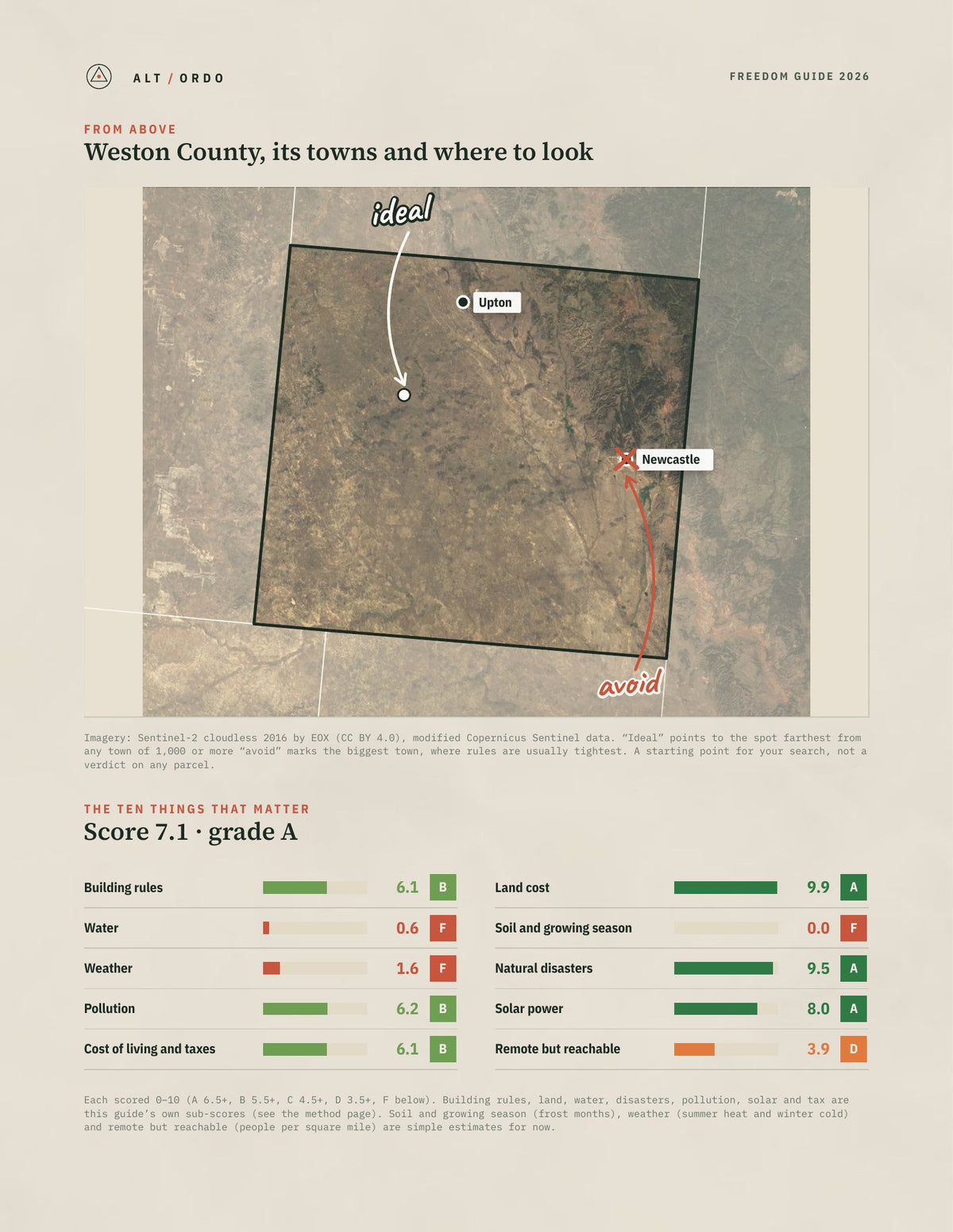 Weston County, Wyoming Off-Grid Guide 2026 from above