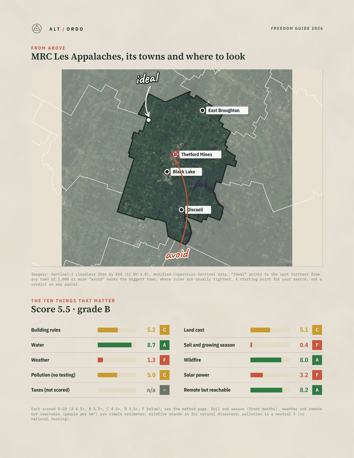 MRC Les Appalaches, Quebec Off-Grid Guide 2026 from above