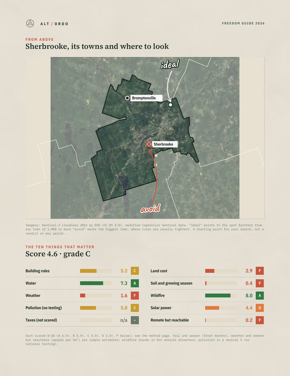 Sherbrooke, Quebec Off-Grid Guide 2026 from above
