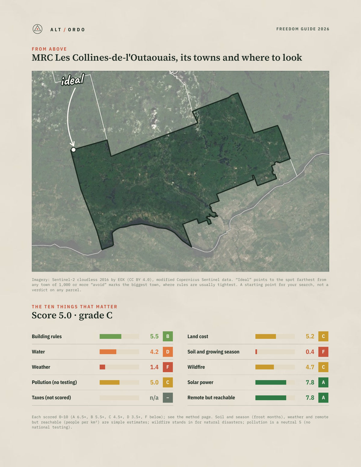 MRC Les Collines-de-l'Outaouais, Quebec Off-Grid Guide 2026 from above