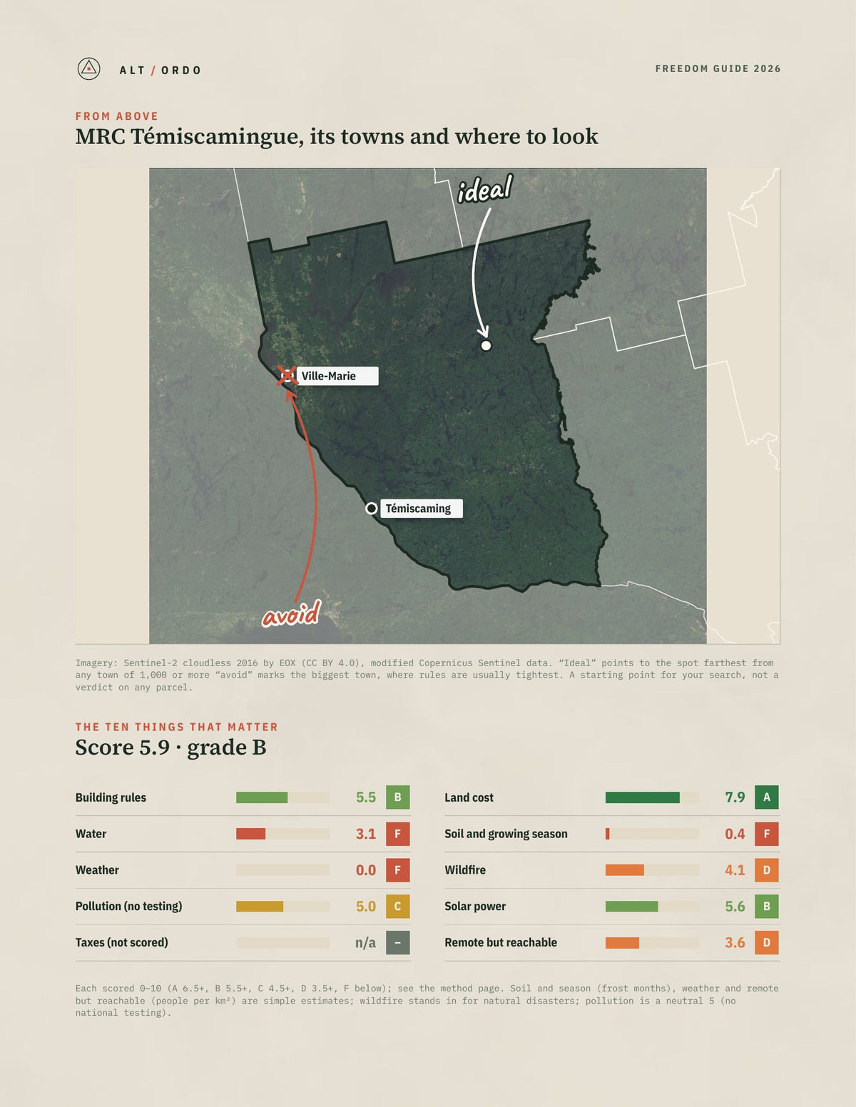 MRC Témiscamingue, Quebec Off-Grid Guide 2026 from above