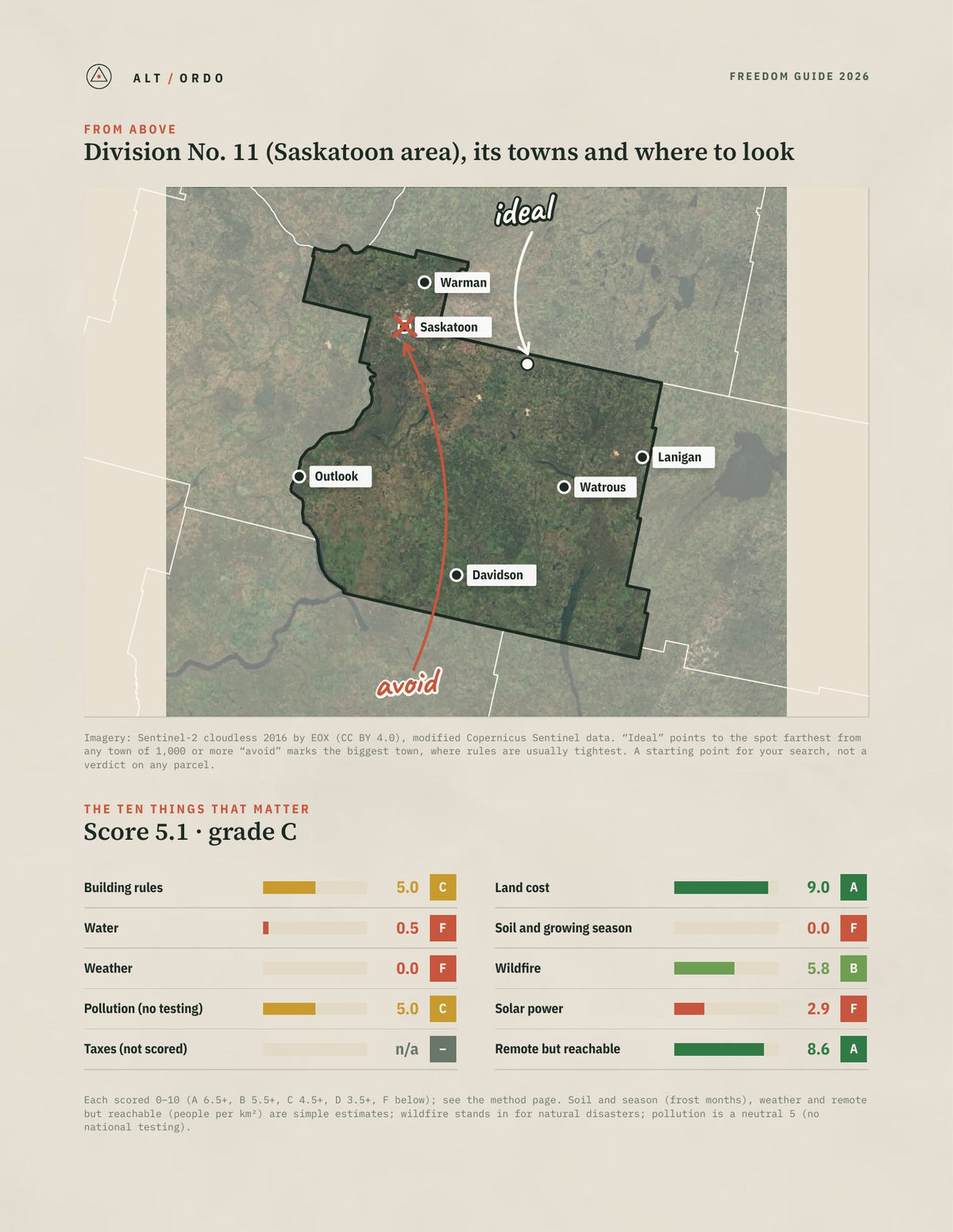 Division No. 11 (Saskatoon area), Saskatchewan Off-Grid Guide 2026 from above