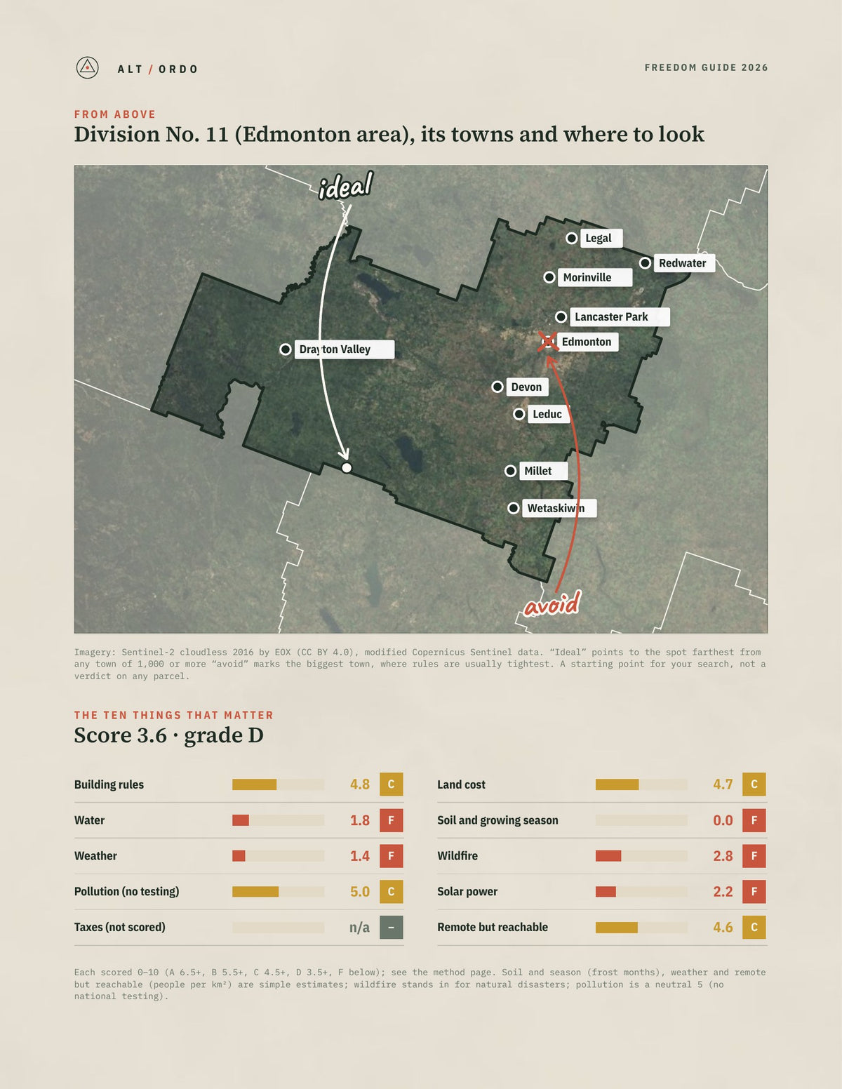 Division No. 11 (Edmonton area), Alberta Off-Grid Guide 2026 from above