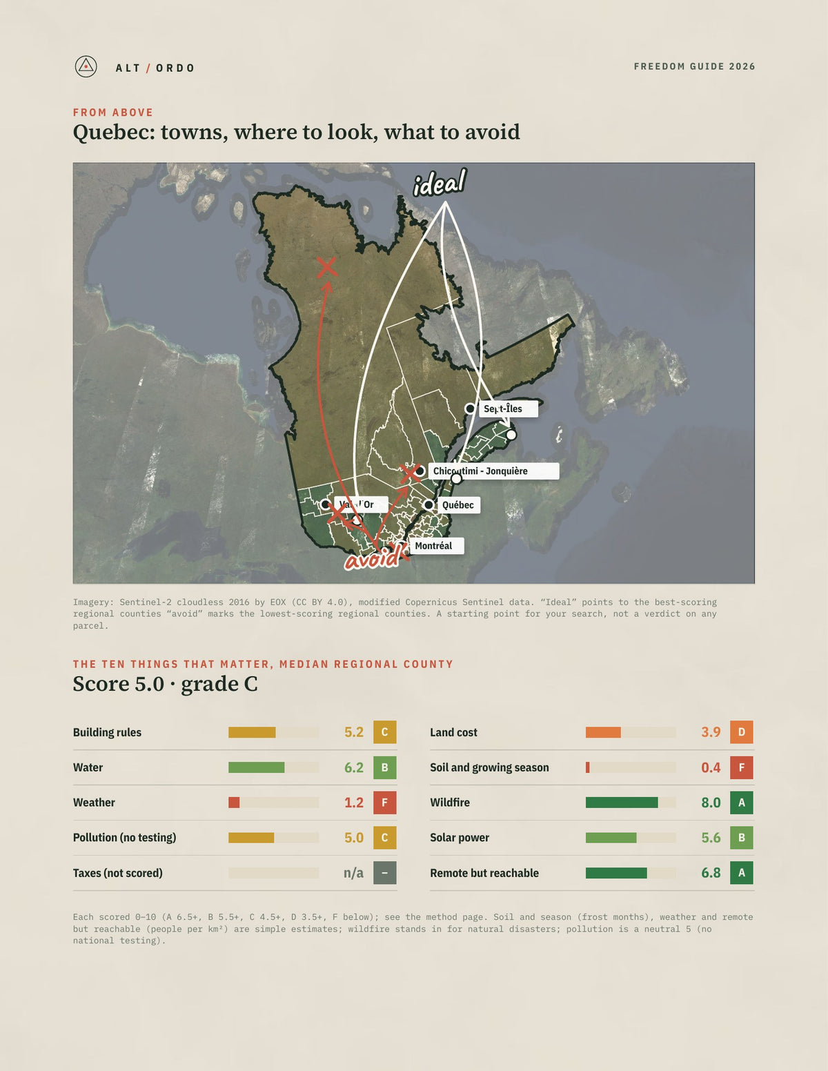 Quebec Off-Grid Guide 2026: All 98 Regional Counties from above