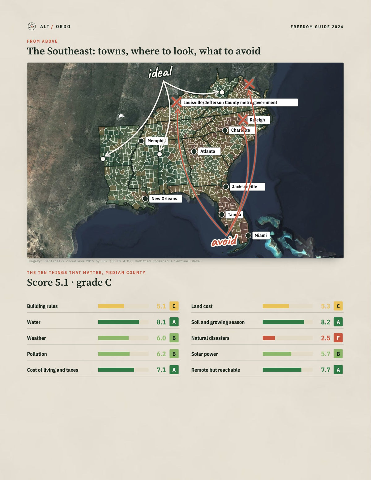 Southeast Off-Grid Guide 2026: 14 States, 1,144 Counties from above
