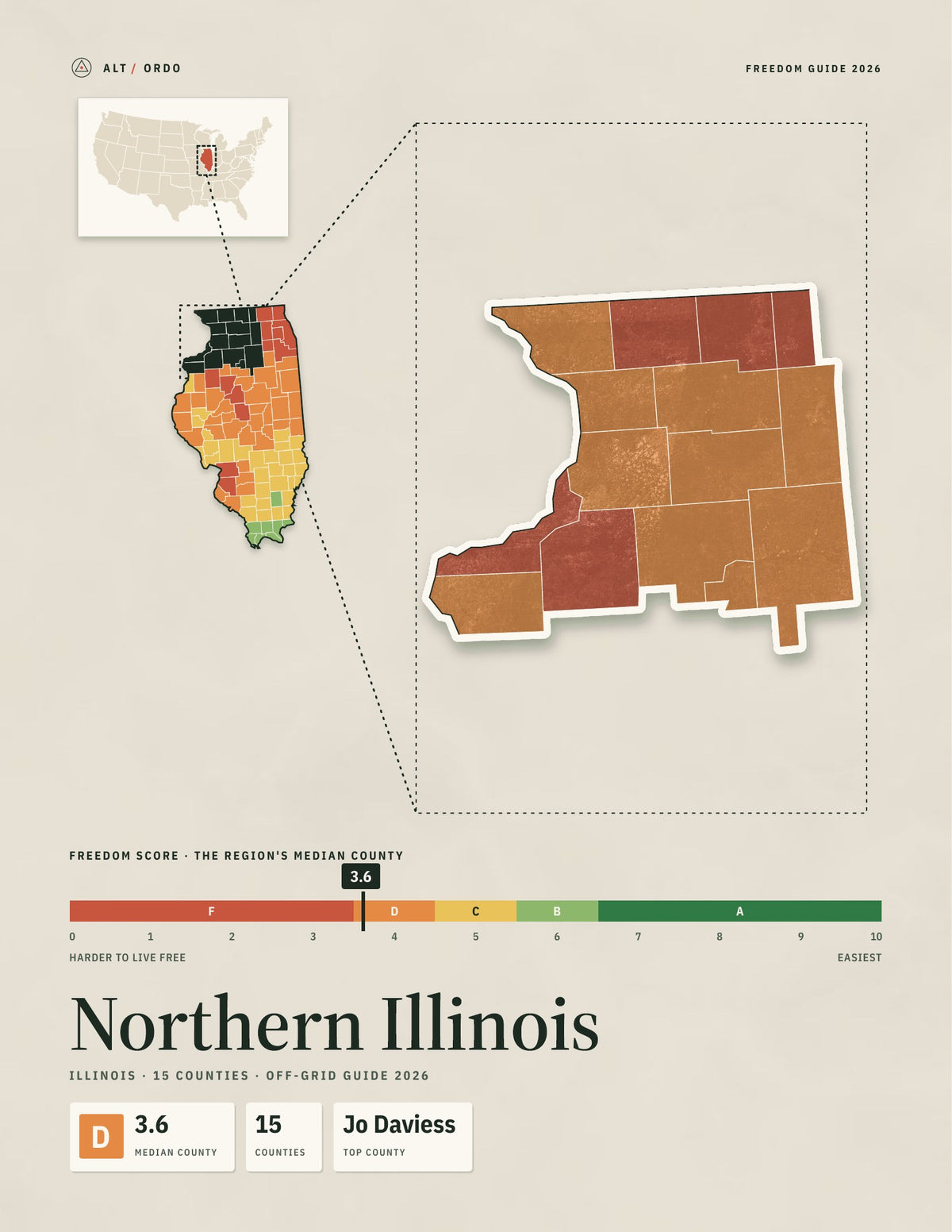 Northern Illinois, Illinois Off-Grid Guide 2026: 15 Counties Rated