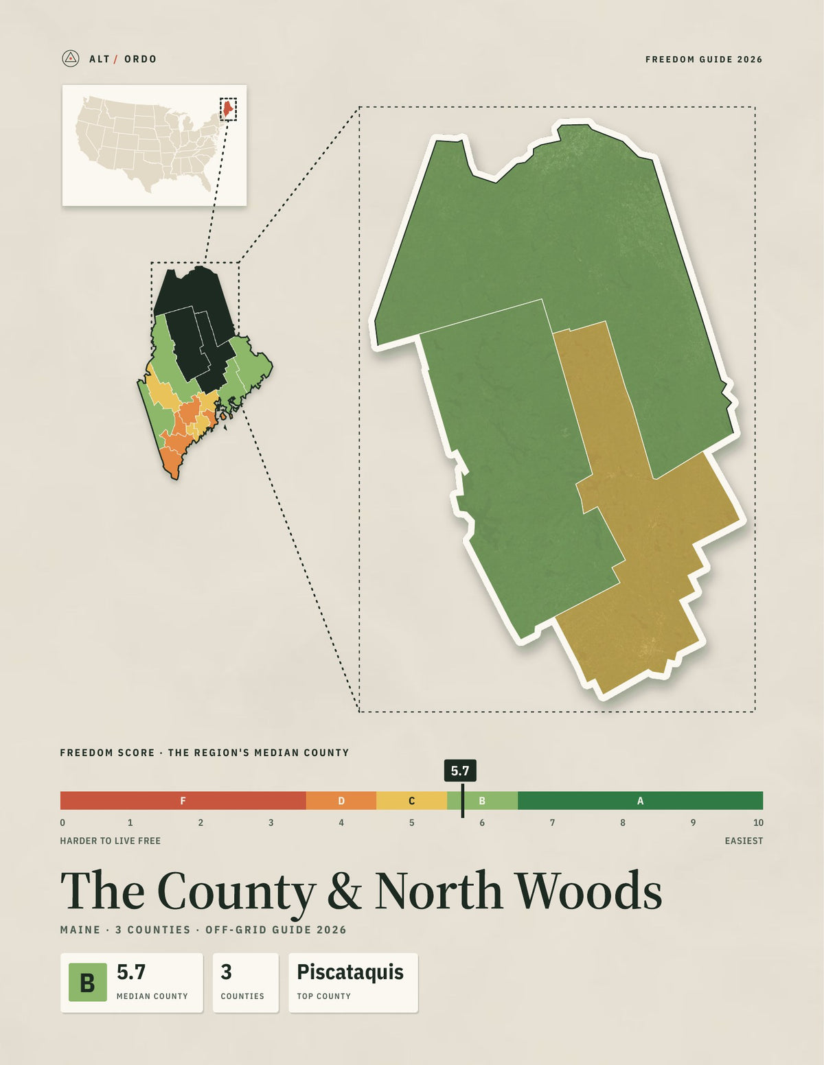 The County & North Woods, Maine Off-Grid Guide 2026: 3 Counties Rated