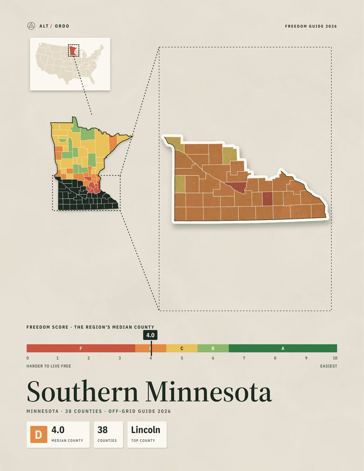 Southern Minnesota, Minnesota Off-Grid Guide 2026: 38 Counties Rated