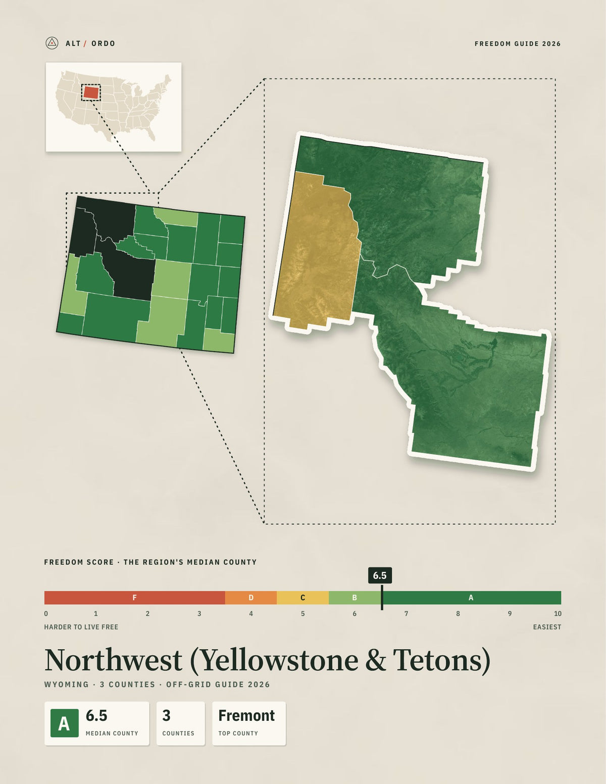 Northwest (Yellowstone & Tetons), Wyoming Off-Grid Guide 2026: 3 Counties Rated