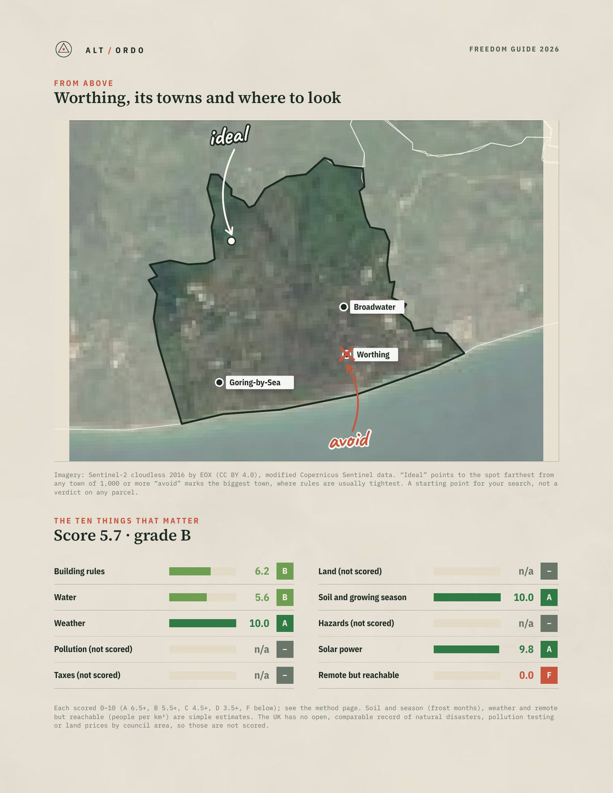 Worthing, England Off-Grid Guide 2026 from above