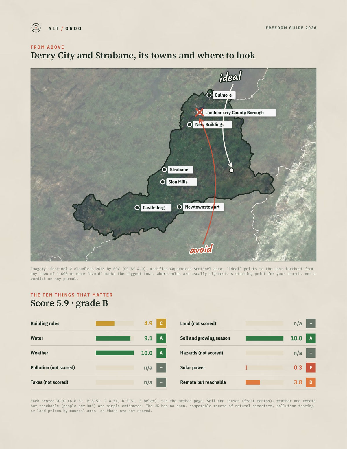 Derry City and Strabane, Northern Ireland Off-Grid Guide 2026 from above