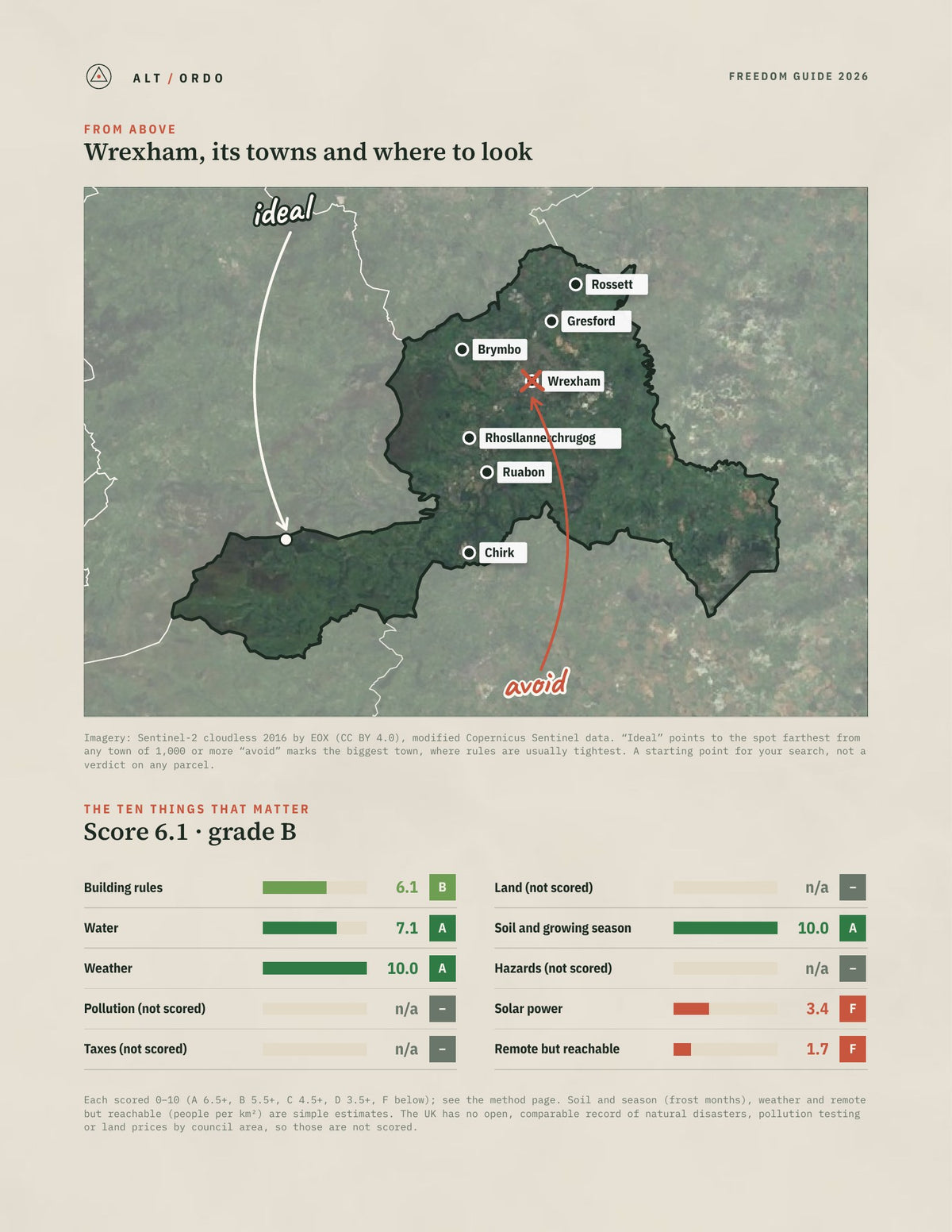 Wrexham, Wales Off-Grid Guide 2026 from above