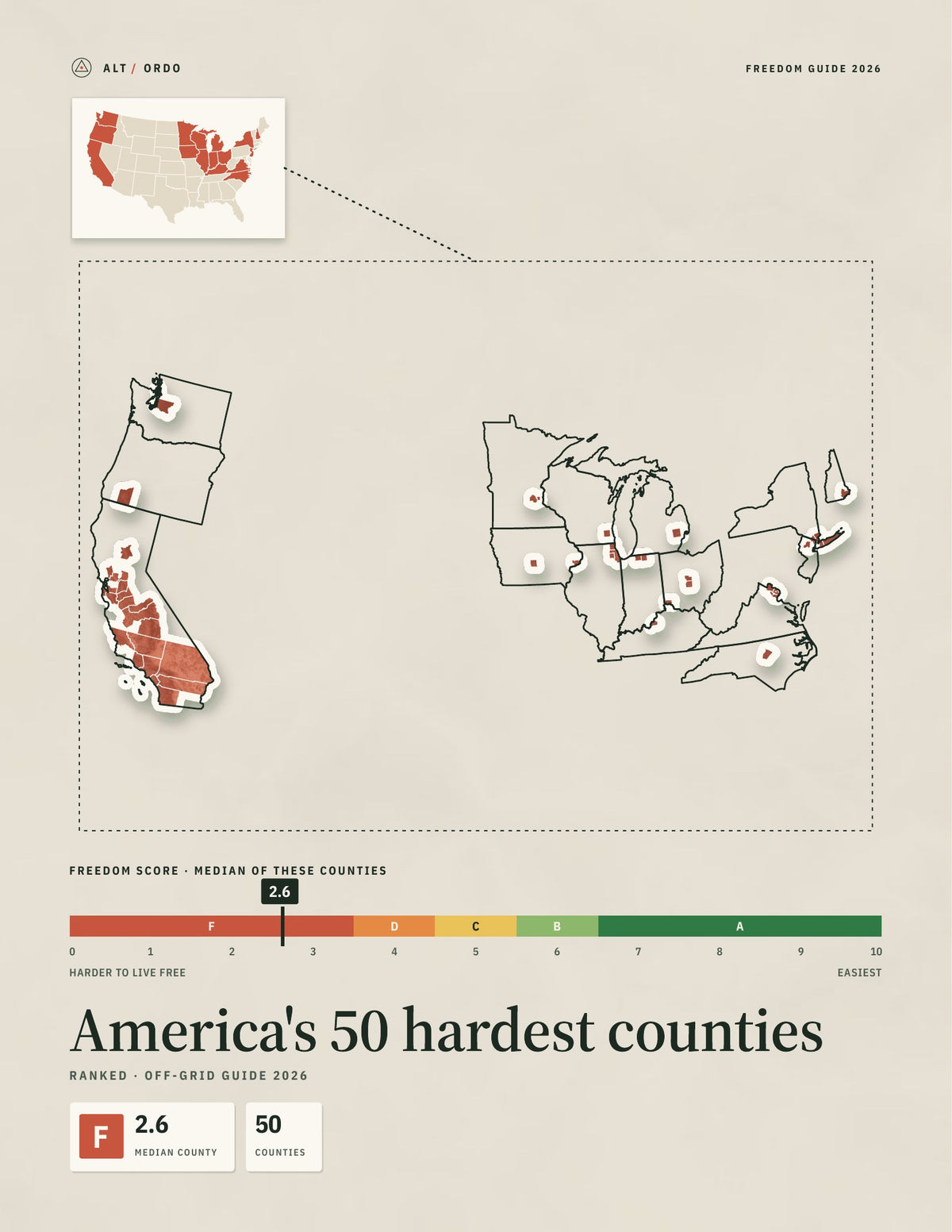 50 Hardest Counties in America for Off-Grid Living (2026)